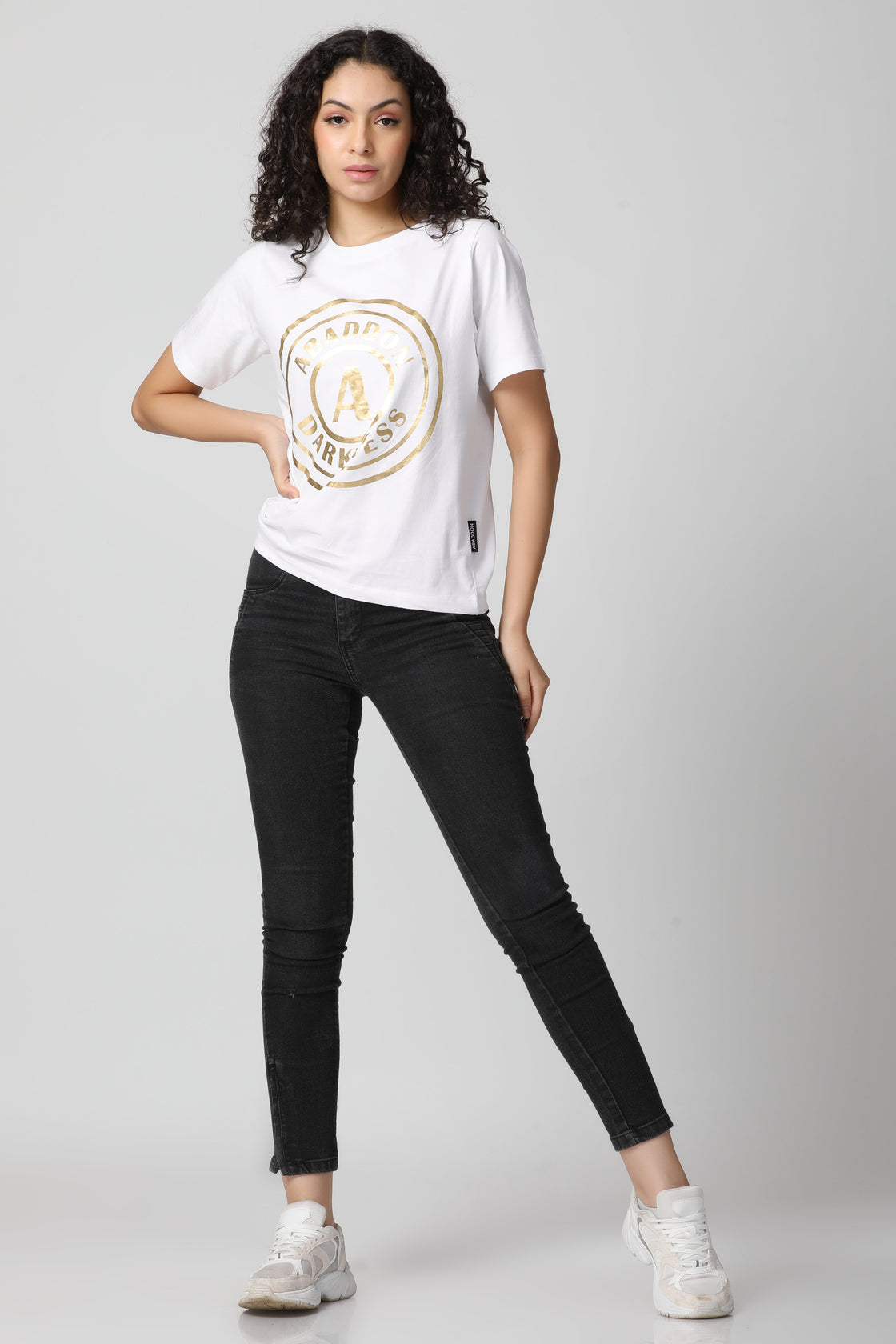 Golden Foil Coin Logo Print T-Shirt
