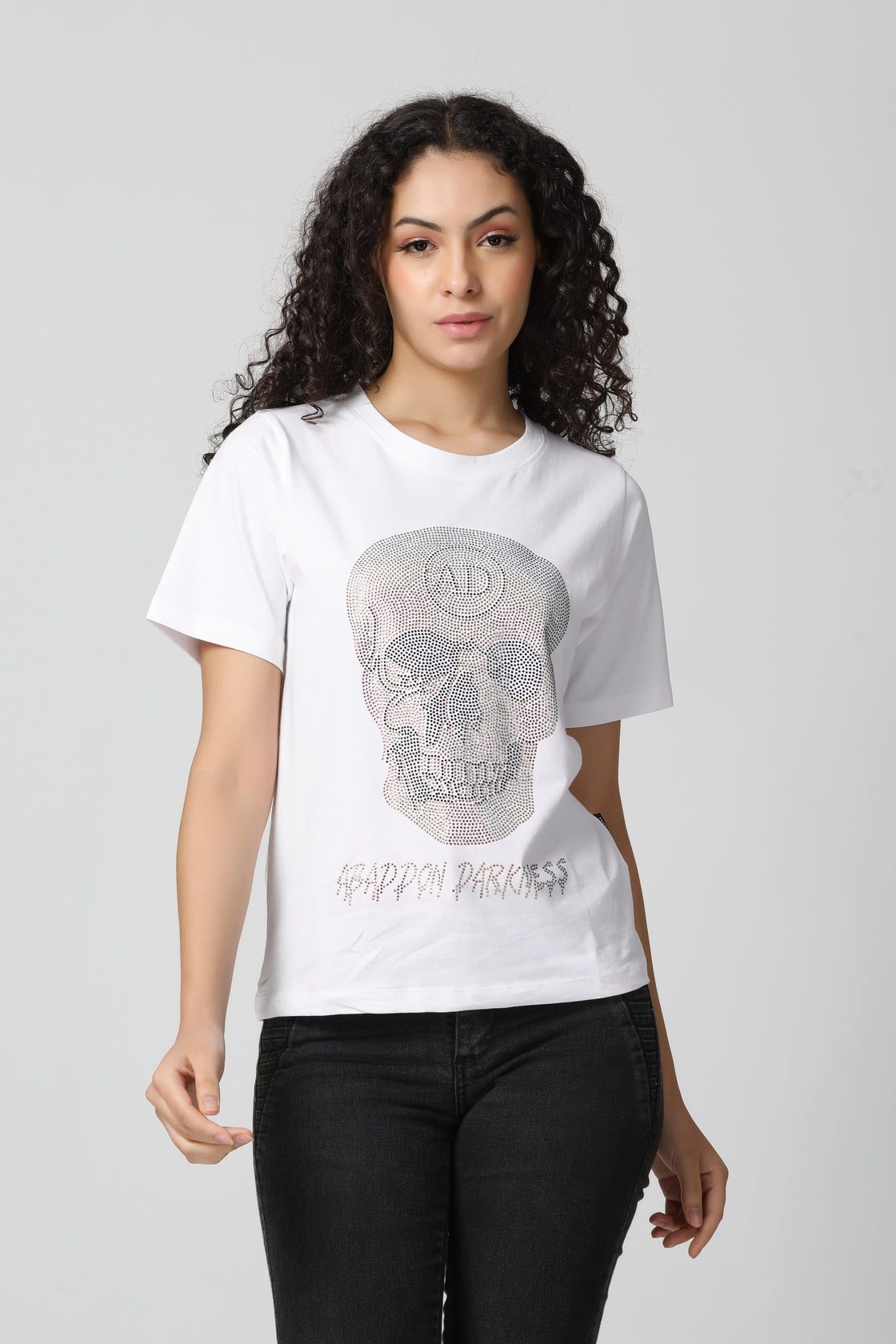 Classic Skull Multi Color Crystal Diamond T-Shirt