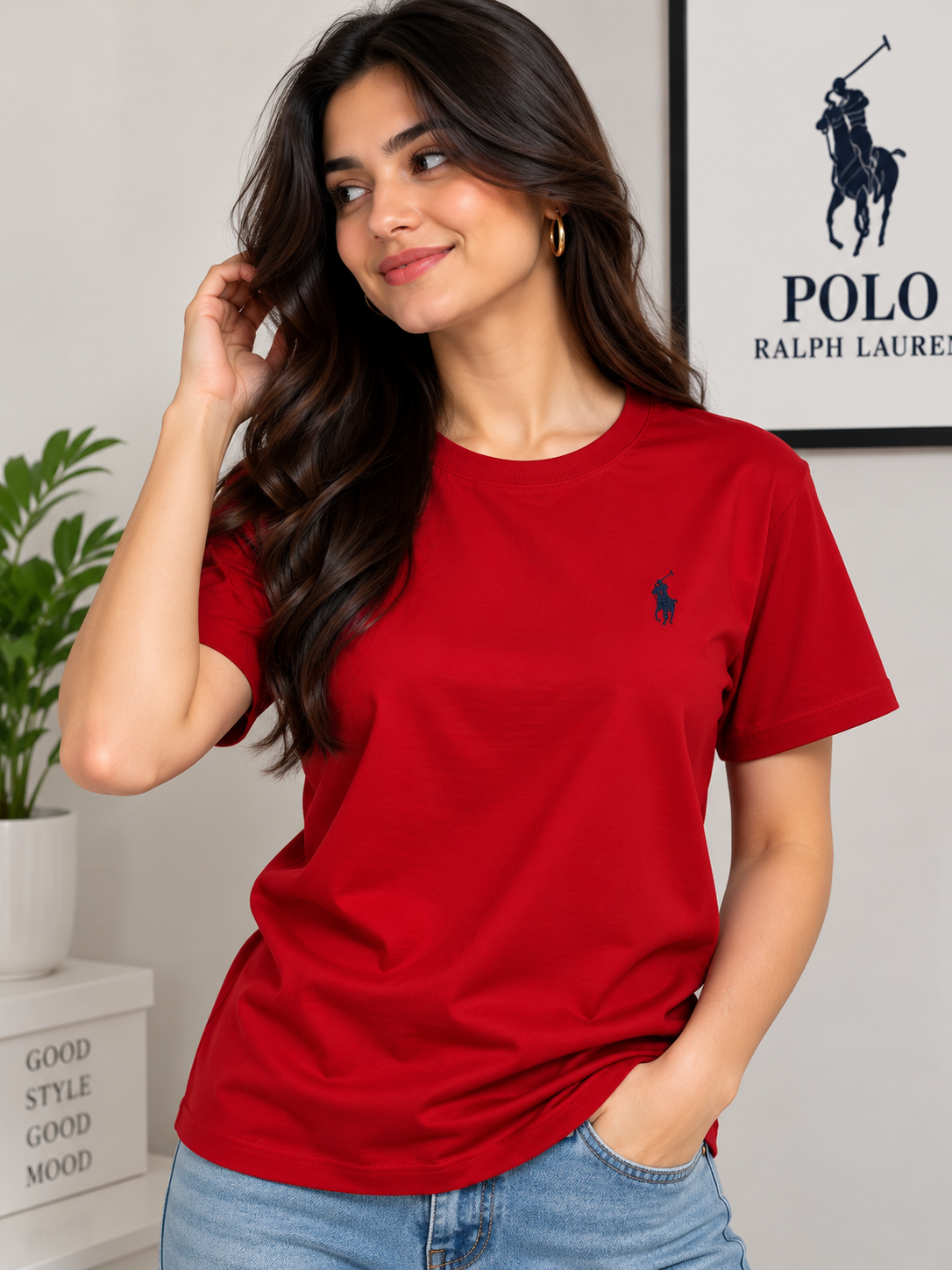 Women Pony Horse Red Tshirt