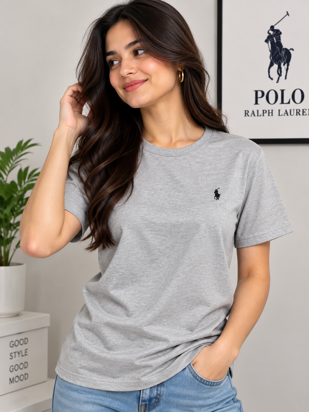 Women Pony Horse Grey Tshirt