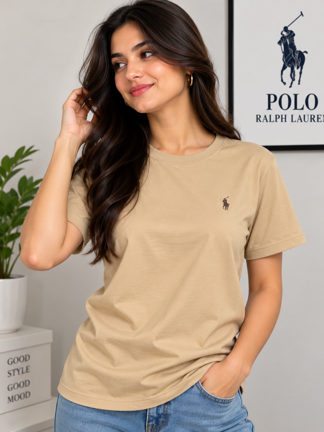 Women Pony Horse Cream Tshirt