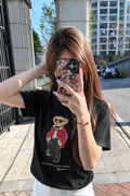 Women TEDDY BEAR T-SHIRT BLACK